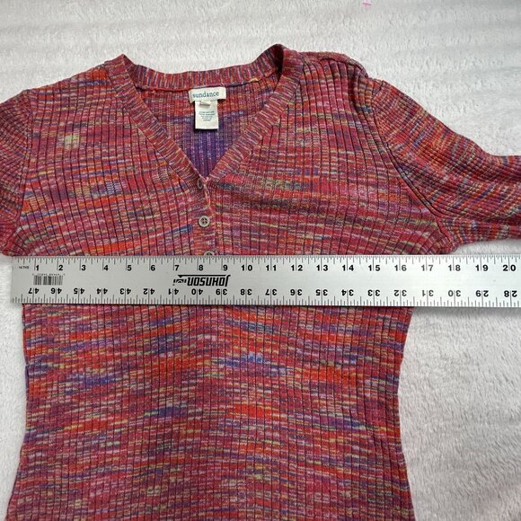 Sundance Womens Multicolor Ribbed V-Neck Henley Sweater Top Medium Long Sleeve - Picture 6 of 8